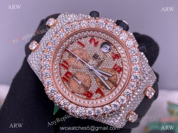 JF Factory Iced Out Audemars Piguet Royal Oak 1-1 JF 3126 Watch Rubber Strap