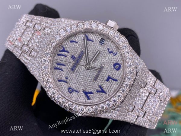 Iced Out Audemars Piguet Royal Oak Swiss Replica Watch Middle East Arabic Face