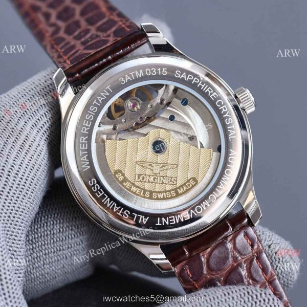 Top Copy Longines Master Tourbillon White Dial Leather 42MM Watch For man