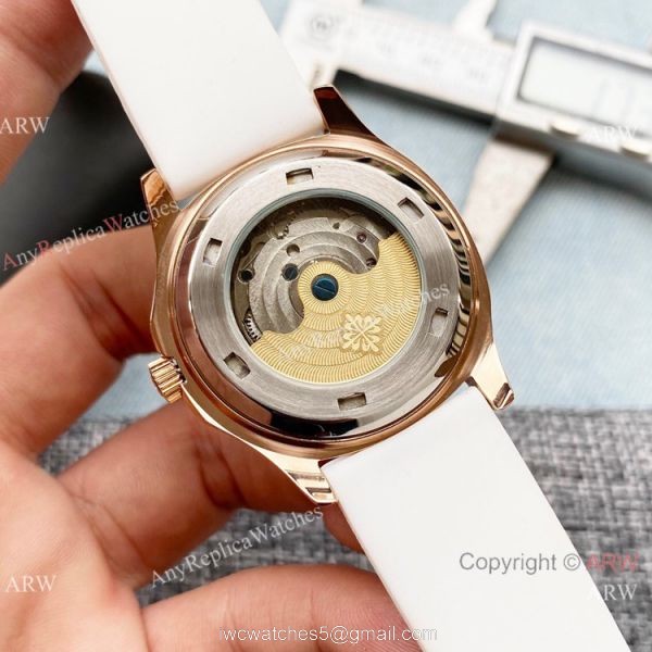 Clone Patek Philippe Lady Tourbillon Diamond Bezel Purple Rubber Strap 35mm
