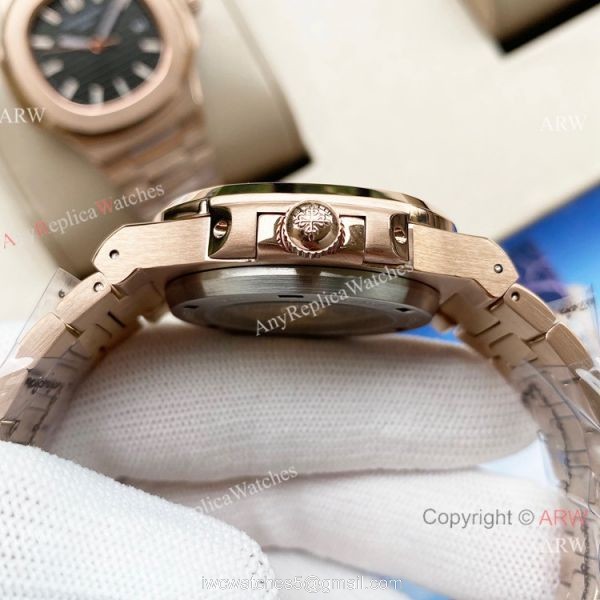 Swiss Quality Patek Philippe Nautilus Citizen 8215 Rose Gold Blue Replica Watches