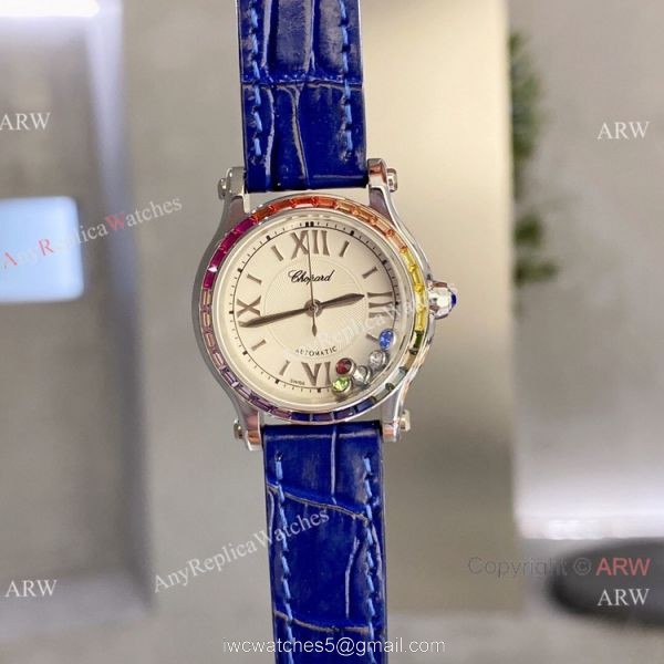 Chopard Happy Sport 30 Watch Rainbow bezel 2-Tone Rose Gold