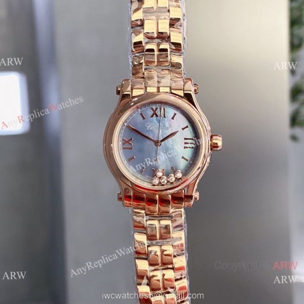 Copy Chopard Happy Sport 30mm Lady Watch Rose Gold White Dial
