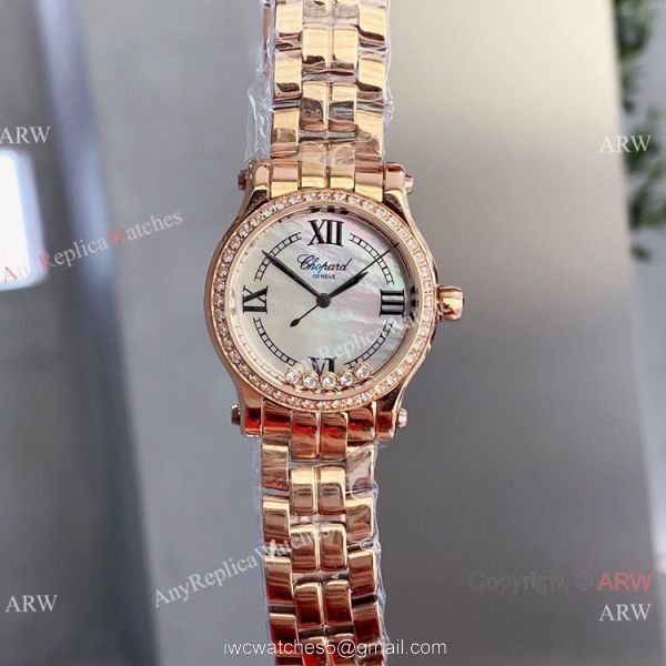 Copy Chopard Happy Sport 30mm quartz Watch Pink Rose Gold Case