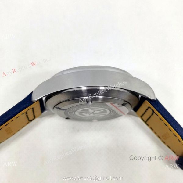New Copy IWC Pilots Automatic Watch Orange Hand Blue Leather Strap