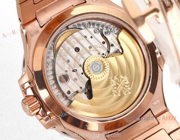 Swiss Cal.324 SC Patek Philippe Lady-Nautilus Copy Watches Rose Gold Dial