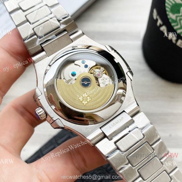 Clone Patek Philippe Annual Calendar Nautilus Watches Olive Green with Diamond 42mm