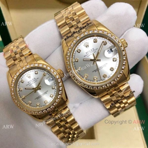Fake Rolex Datejust Jubilee Band Yellow Gold Watch 36mm and 31mm
