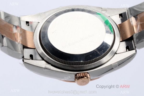 (EW) EW Factory Swiss 3235 Rolex Datejust 36 Gray Palm 2021 Watch 2-Tone Rose Gold Case
