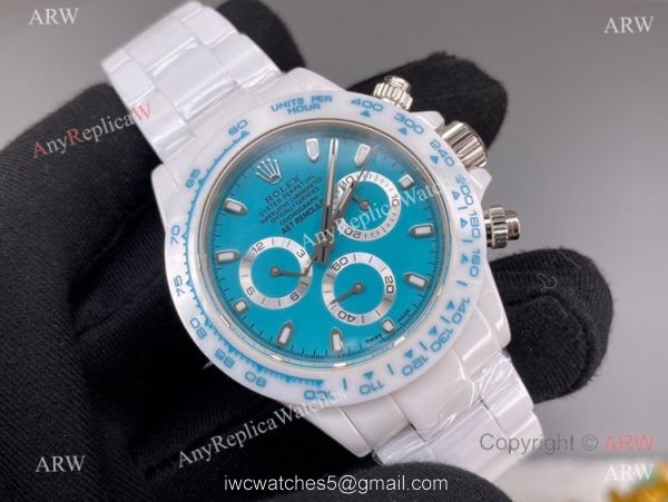 2022 New! AET Remould &8216;Abu Dhabi Sapphire Rolex Daytona Noob 4130 Baby blue Face Watch