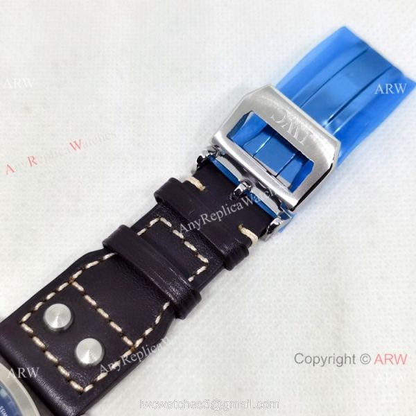 Best Quality IWC Pilots 43mm Automatic Watch Bucherer Blue Dial Silver Case