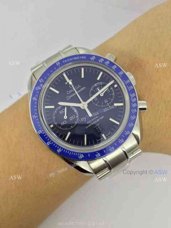 Copy Swiss Omega Speedmaster Watch SS Blue Chronograph 9300