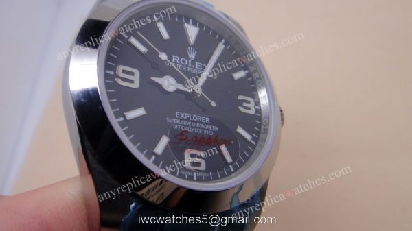 Rolex Explorer Black Face Stainless Steel Mens Replica Watch