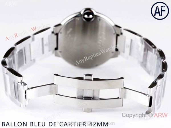 Super High AAA Replica Cartier Ballon Bleu De 42mm Watch Black Dial Stainless Steel