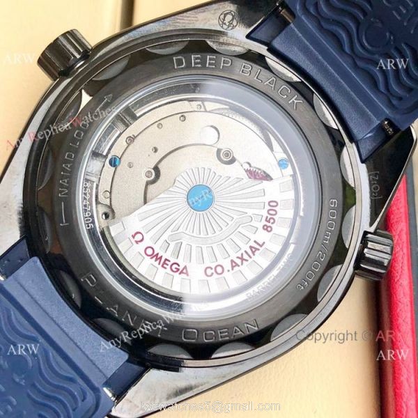 Copy Omega Seamaster Planet Ocean Deep Black GMT Watches Black Dial