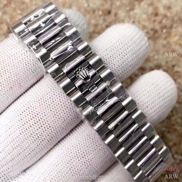 High Quality Copy Rolex Day-Date 40MM Watch MingZhu Movement SS Black Diamond Roman Face
