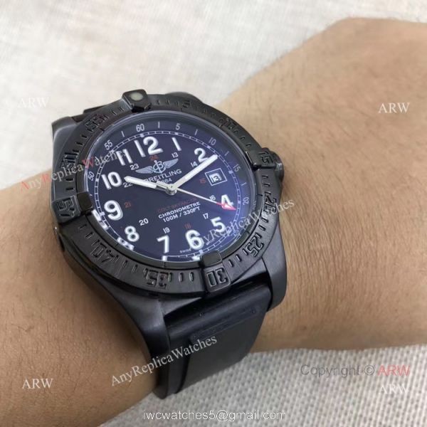 Fake Breitling Colt Skyracer Black Steel Case Automatic Movement Black Rubber Strap Watch