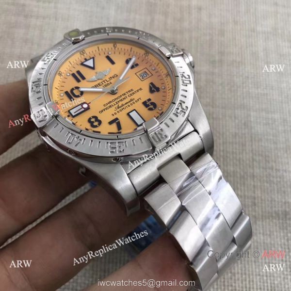 NEW Style Replica Breitling Avenger II Seawolf Orange Dial Silver Steel Watch