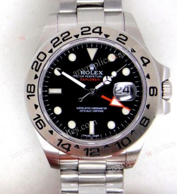 NEW UPGRADED Replica Rolex Explorer II GMT Watch Stainless Steel Black 42mm