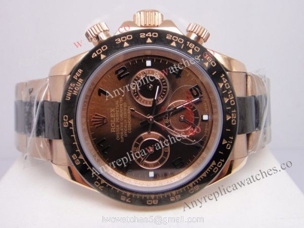 Rose Gold Rolex Daytona Chocolate Replica Watch Arabic Markers