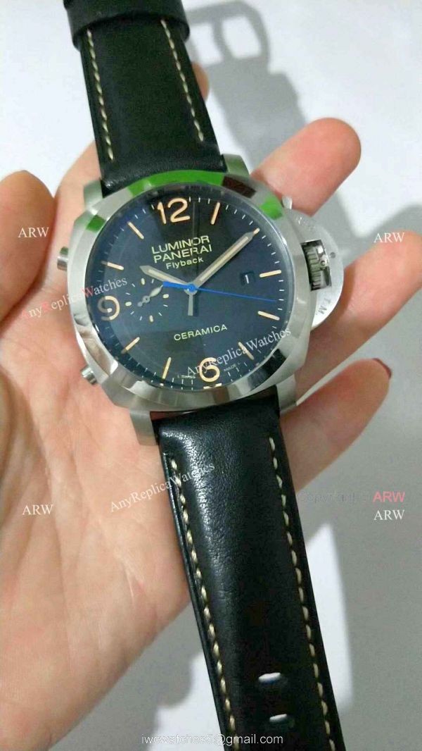 Panerai PAM 524 Luminor 1950 3 Days Flyback Black Dial Watch New Replica