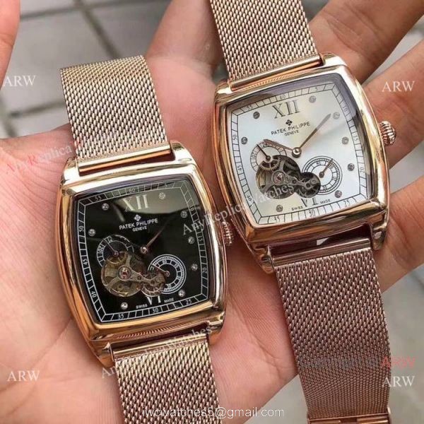 New Fake Patek Philippe Geneve Stainless Steel Black Dial Watch 40mm