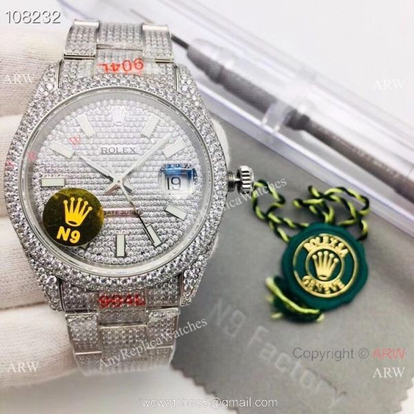 Rolex Datejust 41 SS Iced Out Watch Best AAA Replica Watches China
