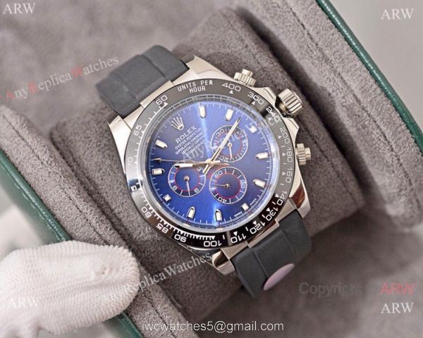 Best Quality Rolex Daytona Blue Dial Replica Watch Rolex Daytona Rubber Strap