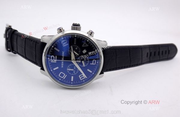 Montblanc Timewalker Chrono Black Leather strap Watch Mont Blanc Knock off Watch