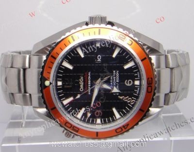 Replica Omega Watches Seamaster Planet Ocean 007 Watch with Orange Bezel