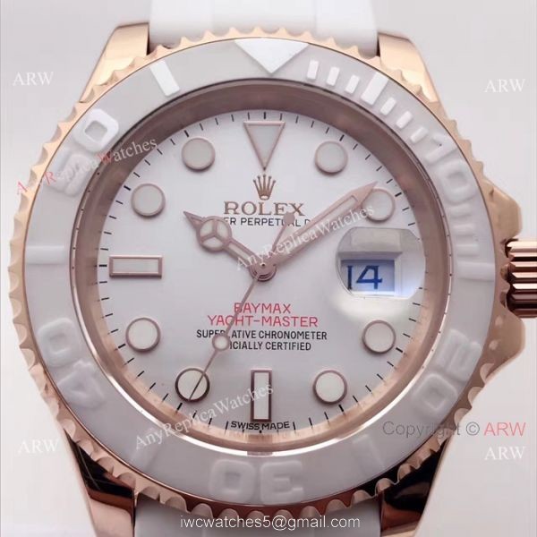 Swiss ETA2836 Yachtmaster Rose Gold Watch Rolex Oysterflex Replica Watch