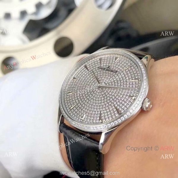 2019 Copy Jaeger-LeCoultre Master Ultra Thin Iced Out Full Diamonds Face 41 mm Watch