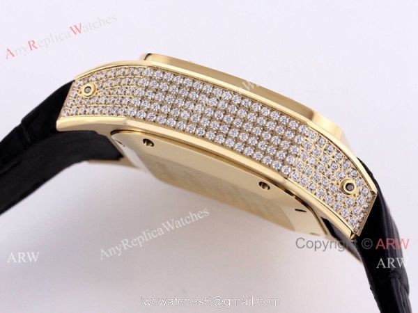 Knockoff Cartier Santos De Chronograph Iced Out Watch 45mm Men
