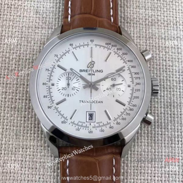 Clone Breitling Transocean Watch Black Chronograph Leather Strap