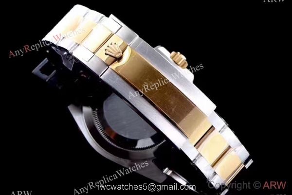 JF Factory 3135 Rolex Submariner 2 Tone Black Ceramic Watch 40mm