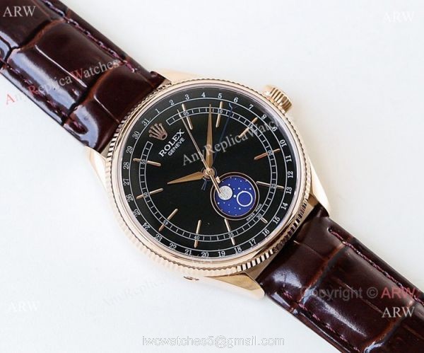SWISS Rolex Cellini Moonphase Replica Watch Rose Gold 3195