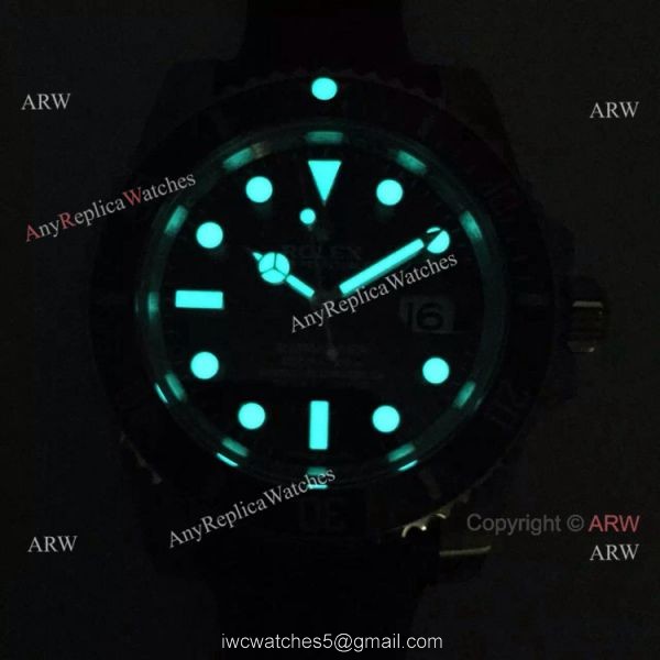 NEW UPGRADED Replica Rolex Submariner Black Face Watch: SS Black Rubber strap