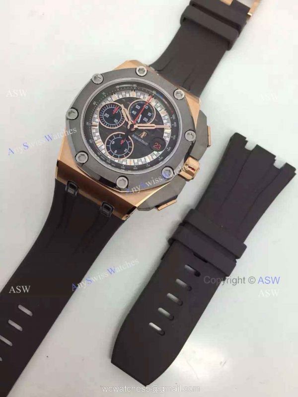 Swiss Audemars Piguet Michael Schumacher Royal Oak Offshore Black Leather Band Watch