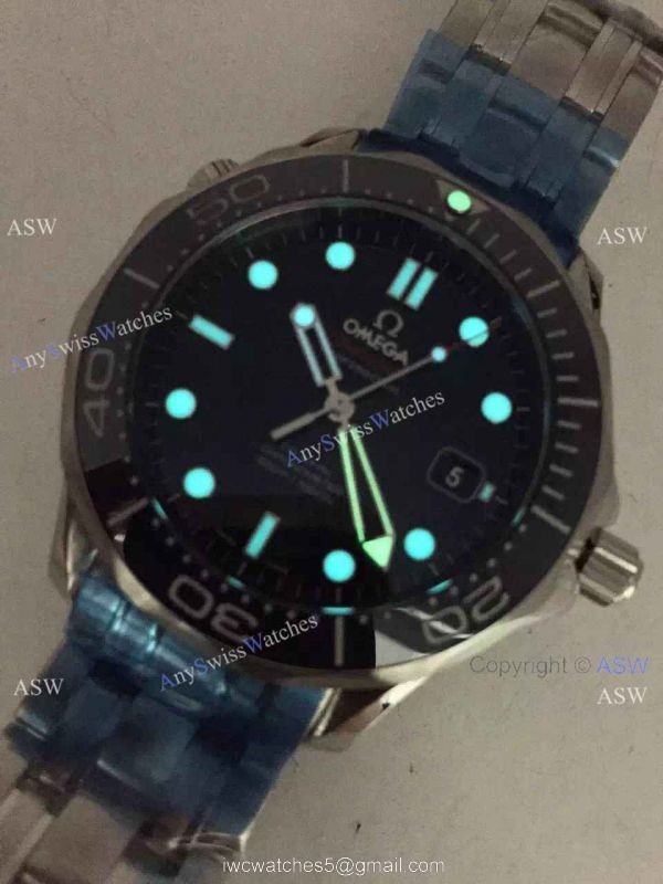 Grade 1A Omega Replica Watches James Bond Blue Ceramic Blue Dial