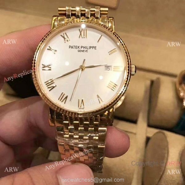 Best Replica Patek Philippe calatrava Men Watch All Gold White Dial