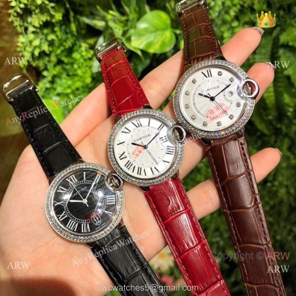 Copy Ballon Bleu de Cartier Watch Lady 36mm Diamond Bezel