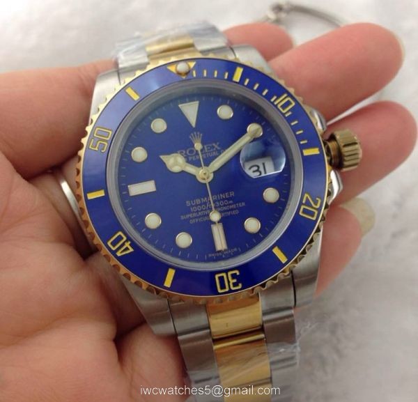 Grade AAA Rolex Blue Face Submariner Two Tone Watch Noob Factory Replica Watches