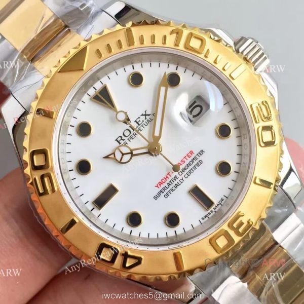 Swiss Copy Rolex Yacht-master 2836 Watch 2-Tone White Face