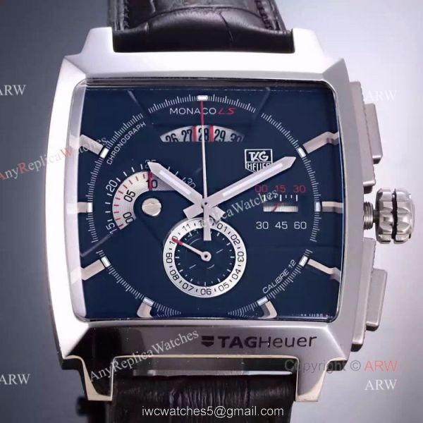 Tag Heuer Monaco Quartz Calibre 12 Copy Watch White Chronograph Brown Leather Strap