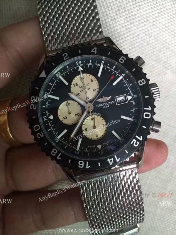 New 2016 Breitling CHRONOLINER SS Black Chronograph Dial Replica Watch
