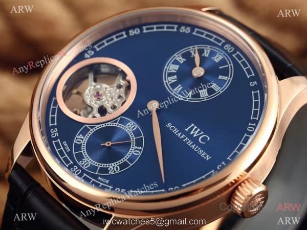 High Quality IWC Tourbillon Portuguese Watch Rose Gold Black Dial