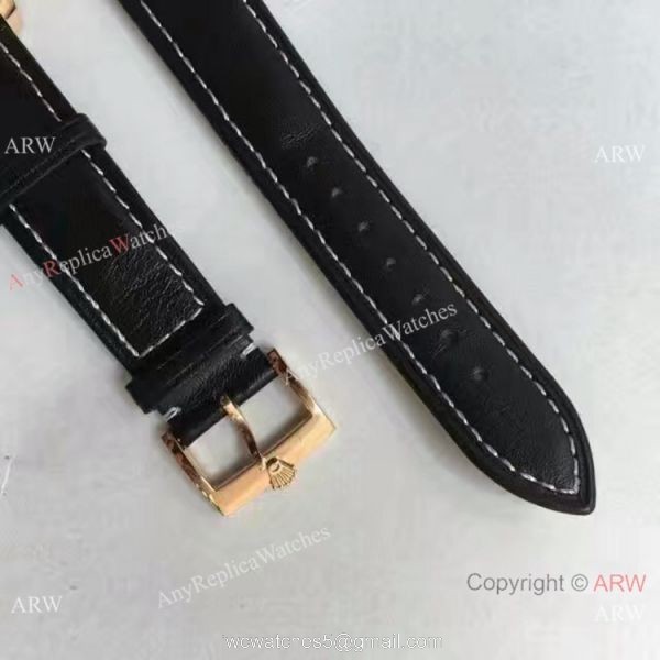 Swiss Replica Rolex Cellini Danaos Watch Rose Gold Black Face Automatic Movement
