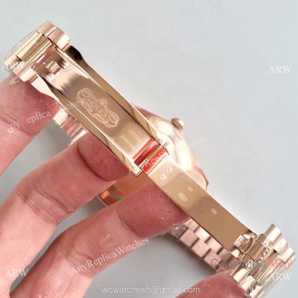 Replica Rolex 228239 Day-Date II 40mm Watch Olive Green Dial Rose Gold