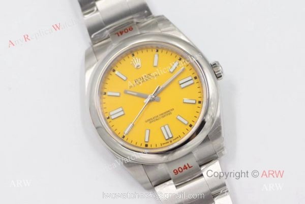(EW) Mens Rolex Oyster Perpetual 41 Replica Watches With Rolex Yellow Face