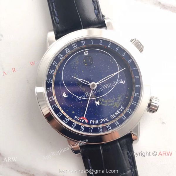 Swiss Replica Patek Philippe 6102P Sky Moon Celestial Stainless Steel Watch